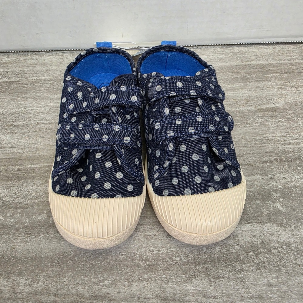 Cat & Jack Parker Kids Navy Blue Polka Dot Denim Canvas Sneakers Size 11 NEW